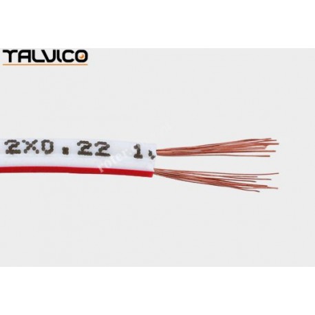 Przewód głośnikowy 2*0.22 biały z paskiem (szpula) Talvico Tg-231