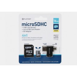 Karta pamięci mikroSD(HC) Platinet 16GB z adapterem+czytnik+OTG