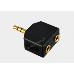 Adapter wtyk 3.5 stereo / 2*gniazdo 3,5 stereo plastik złoty średni