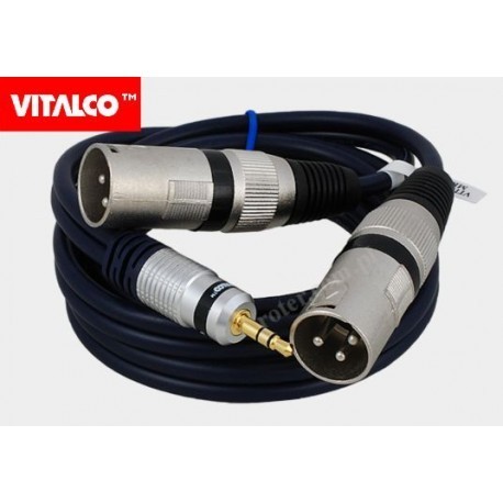 Przyłącze 2x wtyk XLR/wtyk 3.5 stereo 1,0m MK32/B (mikser) Vitalco
