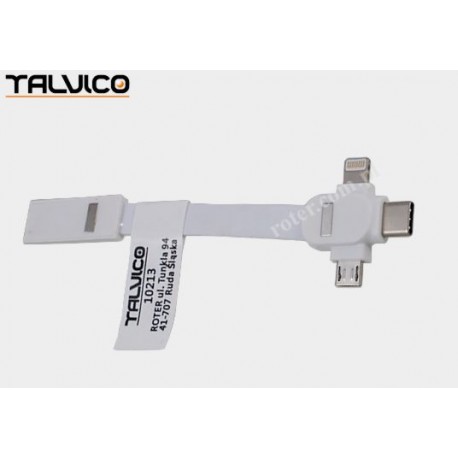 Adapter wtyk USB A/wtyk mikro USB + wtyk 8p + wtyk USB C Talvico