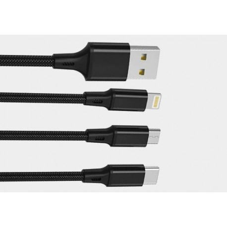 Przyłącze USB uniwersalne do smartfonów czarne 1,2m 2,4A czarne