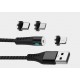 Przyłącze USB do smartfonów uniwersalne magnetyczne 1m 2A czarne nylonowe