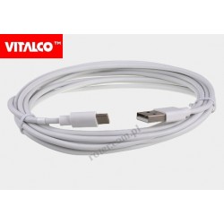 Przyłącze wtyk USB A/wtyk USB C białe 3,0m DSKU401 Vitalco