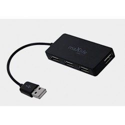 Hub USB - 4xUSB 0,15m czarny+kabel 1,5m Maxlife