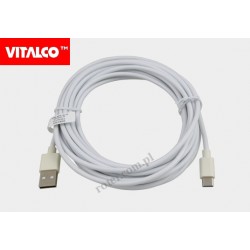Przyłącze wtyk USB A/wtyk USB C białe 5,0m DSKU401 Vitalco
