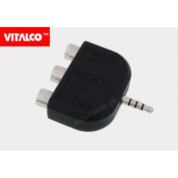Adapter wtyk 3,5.(4-polowy) / 3*gniazdo RCA Vitalco JR64