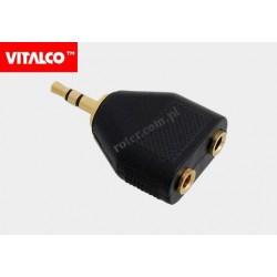 Adapter wtyk 3.5 stereo / 2*gniazdo 3,5 stereo plastik złoty Vitalco JR025